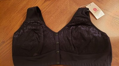POSY Bra Black Lace Floral Bralette Front Close 2XL See details for Sizing