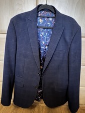 NEXT Navy Cheque 2 piece Slim fit suit - 40S Jacket & 32S Trousers