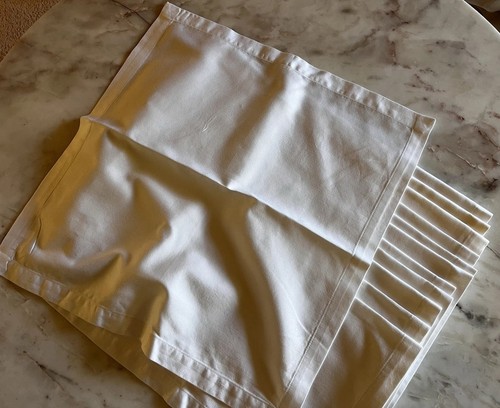 Williams-Sonoma Hotel Dinner Napkins White 100% Cotton Solid Square, Set Of 12