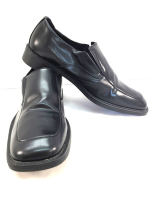Borelli Shoes Mens 11.5 Matthew Square Toe Loafers Dress Black Leather Shoes 