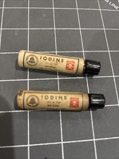 Lot Of 2 Vintage Empty Tubes Poison Tincture Iodine Skull & Crossbone