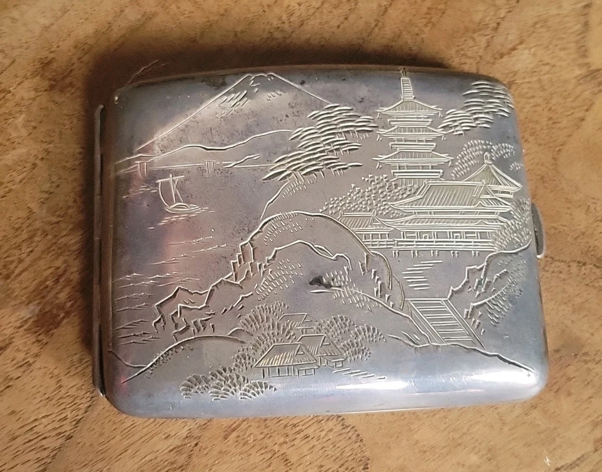 Japanese 1900-1940 Antique US Sterling Silver Cigarette & Vesta