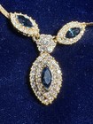 Costume Blue Sapphire and Rhinestone Gold Tone Necklace with Matching Earrings — photo 3