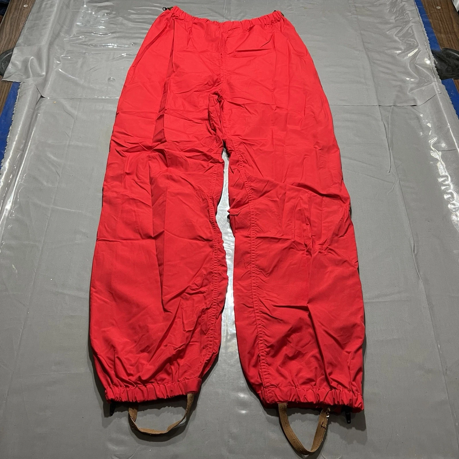 LL Bean Womens Vintage Packable Rain Pants Full Zip Legs Red USA Made Size Large