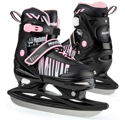 Maxluke Adjustable Ice Skates Hockey Boys/Sz Med 1-4 Pink/Black