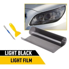 Light Black Premium Glossy Headlight Taillight Fog Light Vinyl Sticker Tint Film