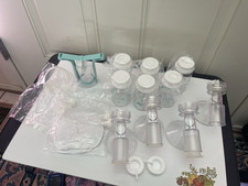 Ameda One Hand Portable Manual Breast Pump w Bottles Flanges Flexishield 17145