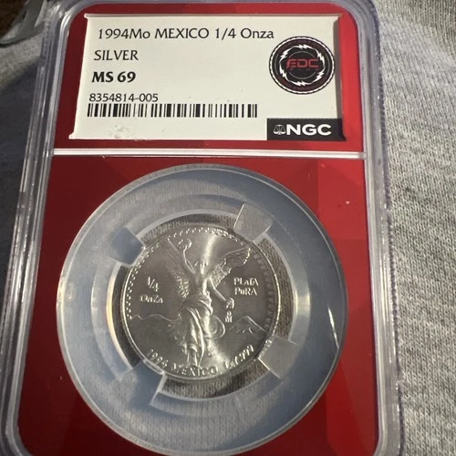 1994 Mexico Libertad 1/4 oz. Silver - NGC MS69 BANG Top 4