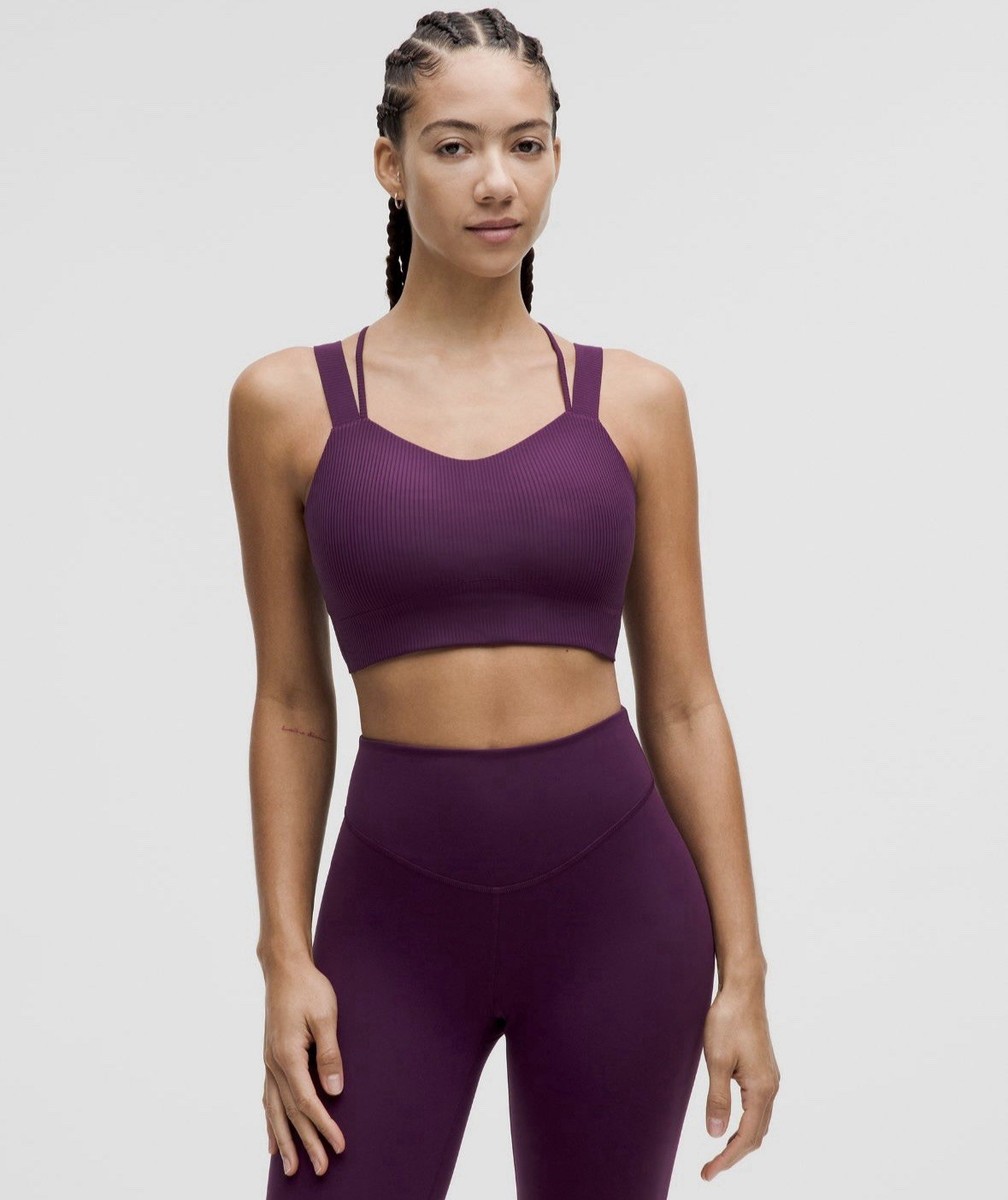 新品 ルルレモン Like a Cloud Longline Bra（サイズ4） Lululemon Like a Cloud Ribbed Longline Bra D/DD Cup Size 4