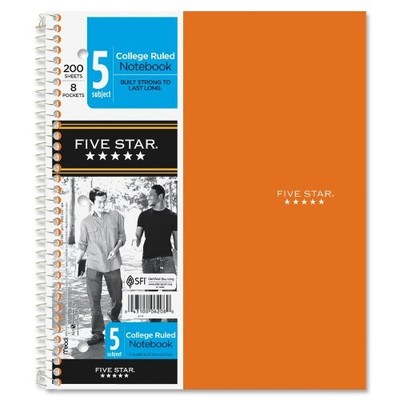 Mead MEA06208 Five Star 5-Subject Notebook 200 Sheets 11x8.5