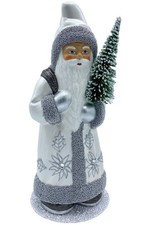 23291 - Schaller Paper Mache Candy Container - Santa with Silver Accents and Cry