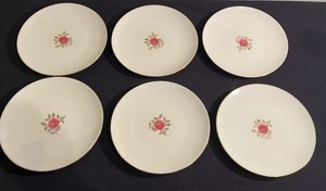 Lenox China Dinnerware X304 Roselyn 8” Salad Plates Pink Rose Gold Trim Set Of 6