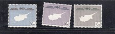 CYPRUS #198-200 1960 MAP OF CYPRUS F-VF LH O.G