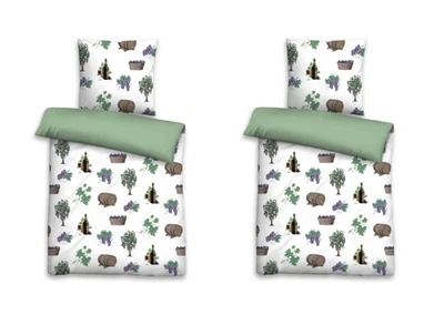 Biberna Mako Satin Bettwäsche 4tlg 135x200 Doppelbett Set Wein Trauben NEU OVP - Bild 1 von 4