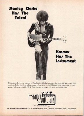 Kramer Guitars Stanley Clarke 1977 Magazine Ad Bass Guitar 450 B Vintage Print