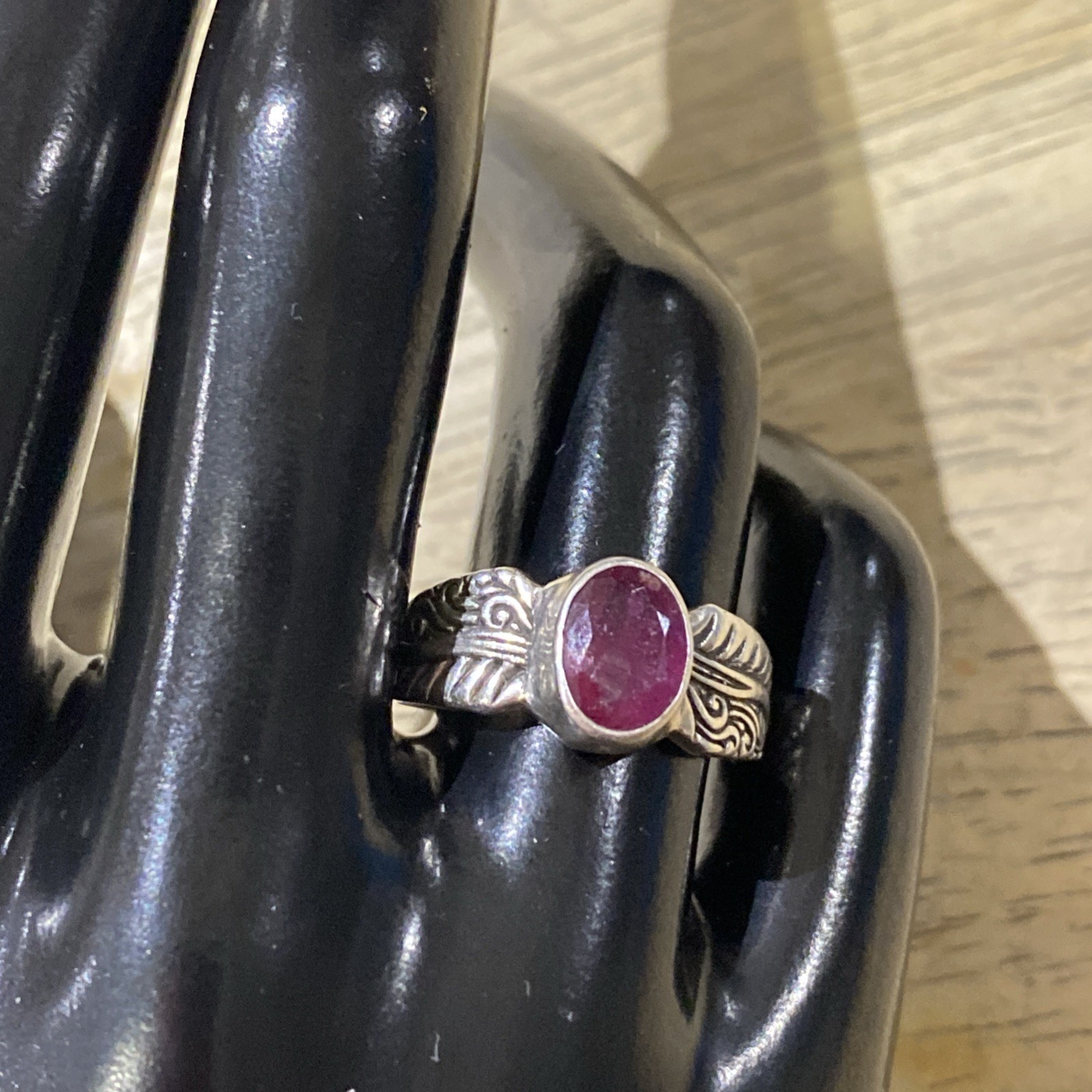 Ruby Ring, Silver Band - image 6