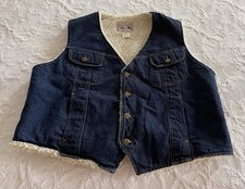 Vintage Lee Storm Rider Sherpa Lined Denim Vest Jacket Made in USA Men Size XL