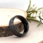 Hammered Design Polished Edges Band 8mm Black Tungsten Ring for Christmas Gifts — photo 4
