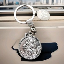 Engraved ST CHRISTOPHER Travelers Prayer your text Engraved Personalised Keyring