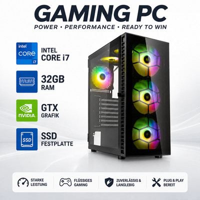 Gaming PC 32GB Ram | Intel i7| NVIDIA GTX Windows 11 - Gamer - Garantie!