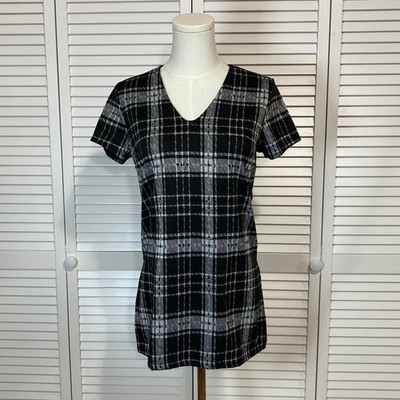NWT Touch Me Y2K Retro Black Plaid High Side Slits Tunic Blouse M