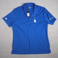 Adidas Golf Polo Shirt Men's XL Blue Performance UPF 50 Anchor Industries Logo