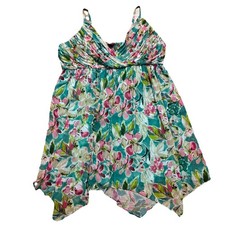 Torrid Dress Sz 4 Floral Chiffon Tea Length Pleated Shark Bite Sleeveless NWT