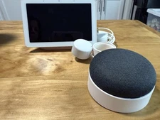Google Nest Hub 7”  (Sand) & Google Home  (Charcoal) plus wall mount