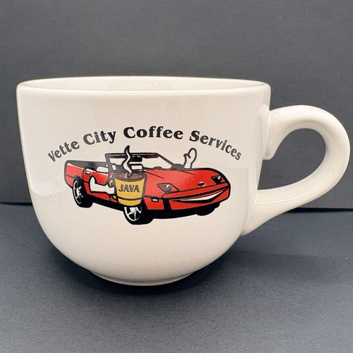 Vintage Corvette Coffee Mug Vette City Coffee Services 16oz Large Ceramic Mug