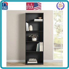Mainstays 5 Shelf Bookcase with Adjustable Shelves True Black Oak Finish