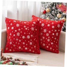 Set of 2 Christmas Decorative Throw Pillow Covers 20" x 20" Pack of 2 Red