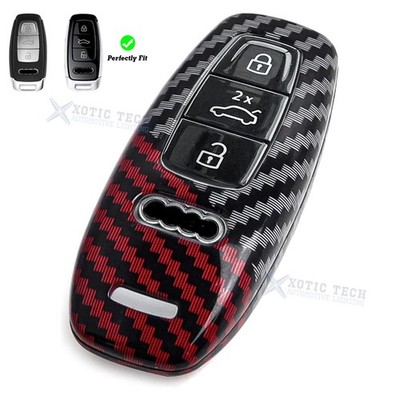 Red Black Carbon Fiber Texture Key Shell Protector For Audi SQ7 Q8 SQ8 3 Button