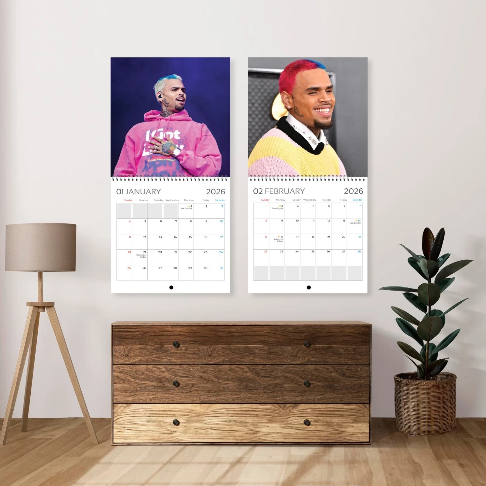 Chris Brown 2026 Wall Calendar, 12-Month Star Collection