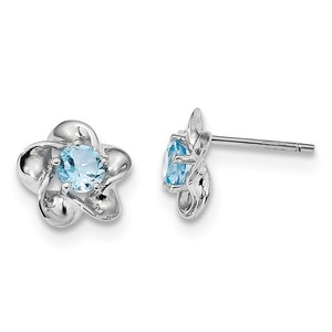 925-Sterling-Silver-Floral-Blue-Topaz-Post-Stud-Earrings-Birthstone-December