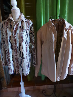 Txl, Set 2 Hemden T guter Zustand beige, Brauntöne großer Herrendruck