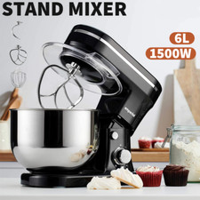 1500W Electric Stand Mixer with 6L Mixing Bowl and Dough Hook for Baking Cakes