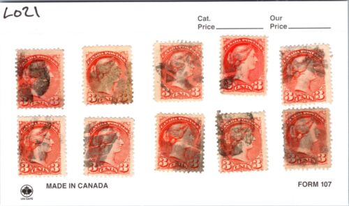 Fancy Cancel Small Queen Victoria Postage Stamp Canada 37 41 Hand Cork Lot L21 - Picture 1 of 1