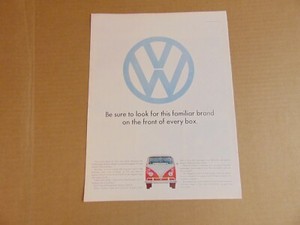 1965 Volkswagen Station Wagon Large VW LOGO  art print ad