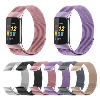 Magnetisches Edelstahl-Metallarmband Für Fitbit Charge 5 Milanese Loop Band F