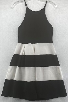Soprano Women's Sleeveless Black & White Striped Dress Size Large