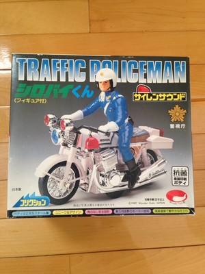 Traffic policeman Motorcycle vintage japan toy Siren sound 1980's unused