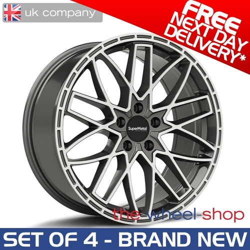 4x20" SuperMetal 'Vane' Gloss Grey Polished Alloy Wheels VW Transporter - T5/T6