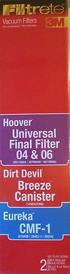 2-Pack 3M FILTRETE VACUUM FILTER - HOOVER Universal Final Filter 04 / 06 -64804B