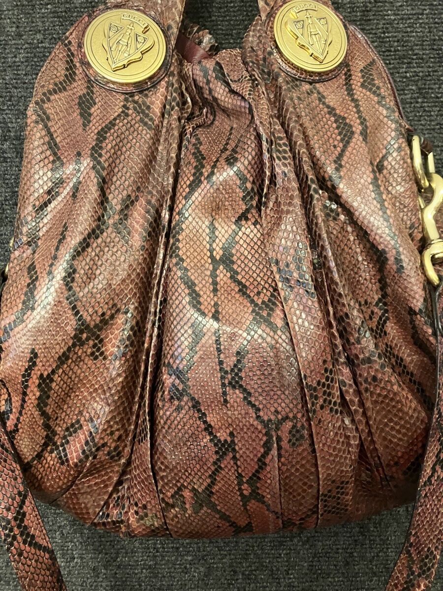 GUCCI PYTHON HYSTERIA HOBO Handbag Purse Purple Black Brwn GUCCI PYTHON HYSTERIA HOBO Handbag Purse Purple Black Brwn
