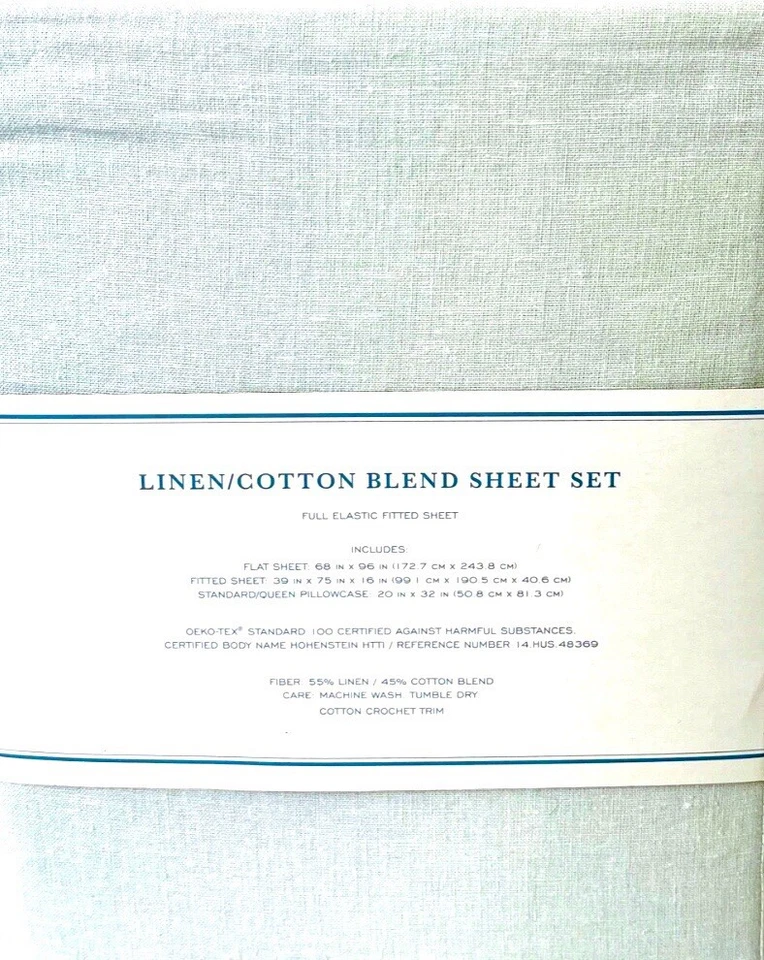 Conjunto de lençóis de linho Simply Shabby Chic duplo azul fantasma (azul pálido) Rachel Ashwell - Imagem 4 de 4