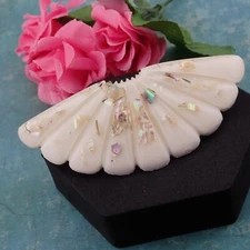 Vintage Cream Clear Lucite Shell Confetti Hair Pin Brooch Barrette