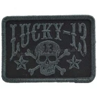 Lucky 13 tombstone Logo Skull Black/Grey Iron On Patch Rockabilly Punk Kustom