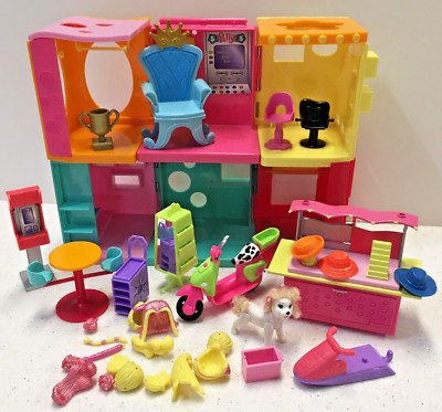 Polly Pocket Designer Mall Playset Accessories Mix Lot Incomplete Doll Wigs Hair
