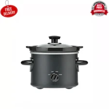 2 Quart Slow Cooker Crock Pot Black, New Programmable Oval Small Families Single