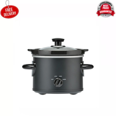 2 Quart Slow Cooker Crock Pot Black, New Programmable Oval Small Families Single
